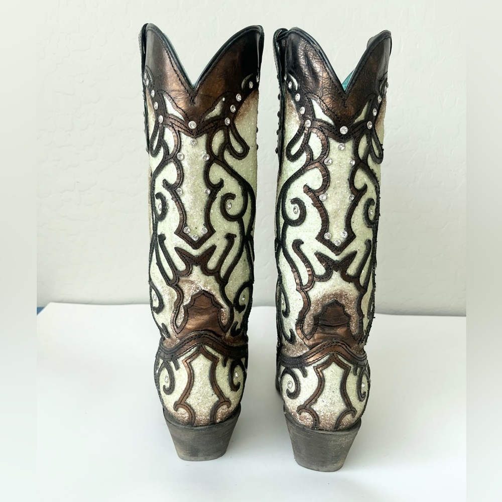 Corral glitter western boots bronze snip toe 9 - Picture 4 of 14